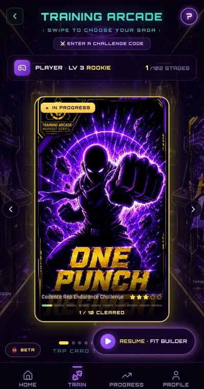 Training Arcade screen