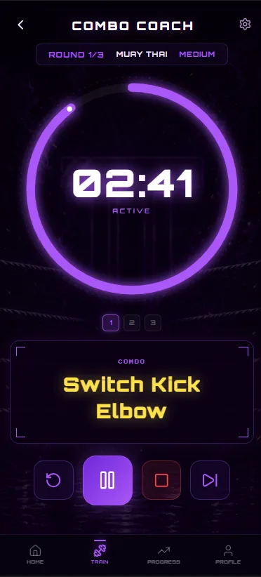 Combo Coach timer screen